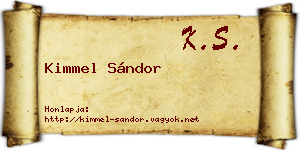 Kimmel Sándor névjegykártya